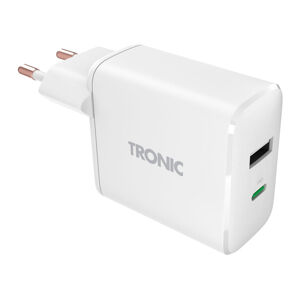 TRONIC Dvojitá USB nabíjačka, 30 W, USB-C PD, USB-A (biela)