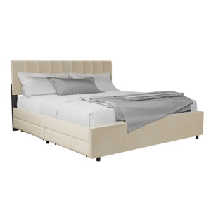 Juskys Čalúnená posteľ Soria so zásuvkami 180 x 200 sivá