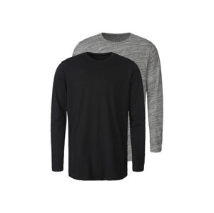 LIVERGY® Pánske tričko s dlhým rukávom, 2 kusy (XXL (60/62), čierna/sivá)