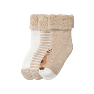 lupilu® Vianočné ponožky pre bábätká, 3 páry (19/22, béžová/biela/pruhy)
