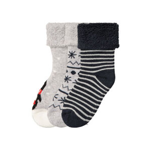 lupilu® Vianočné ponožky pre bábätká, 3 páry (19/22, sivá/biela/navy modrá/pruhy)